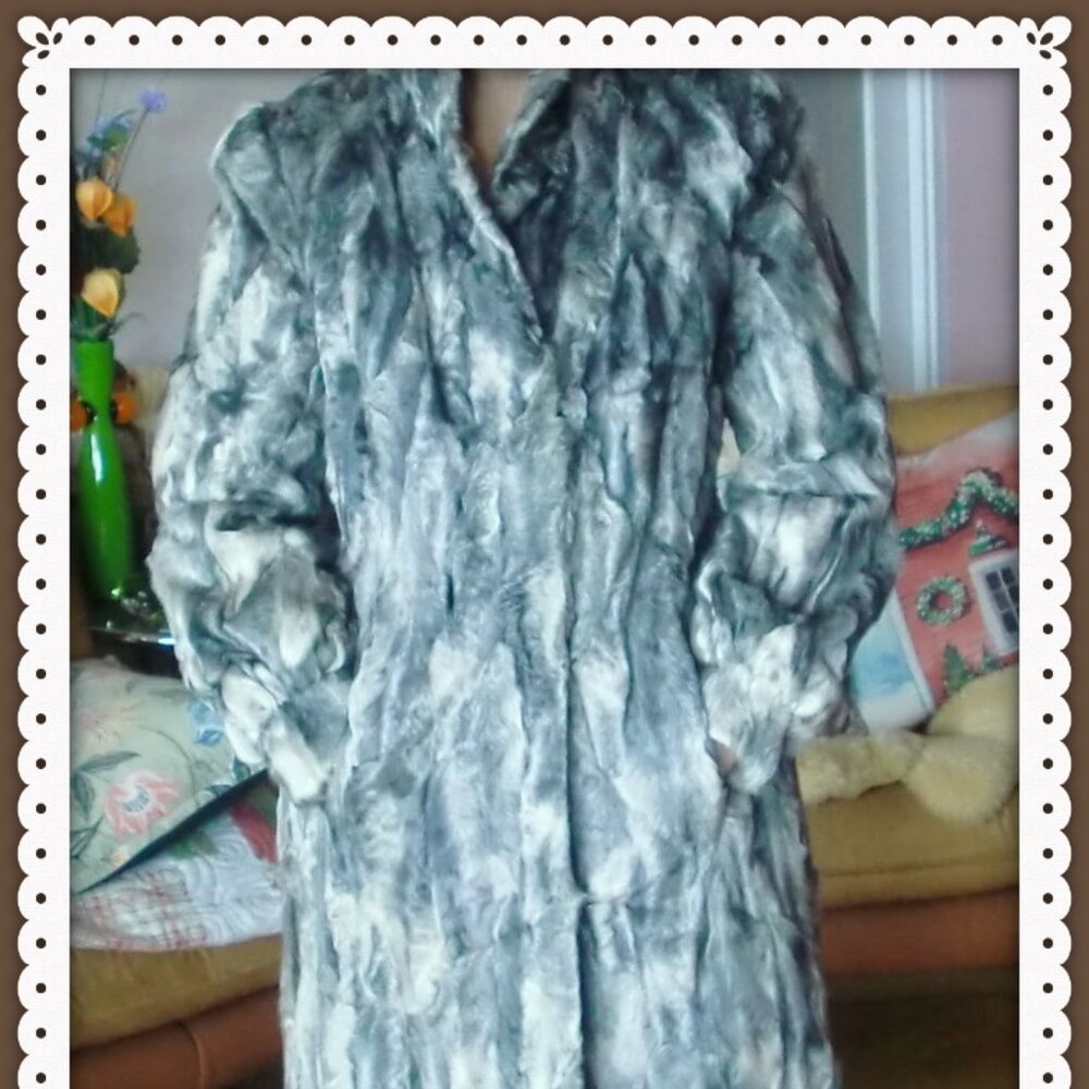 Winter Women Coat Astrakhan Karakul Lamb  Silver  Size Small 4/6 US